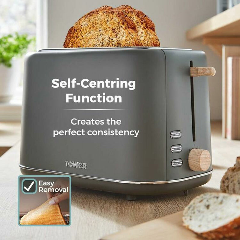 Tower Scandi 800W 2 Slice Toaster - Grau | T20027G