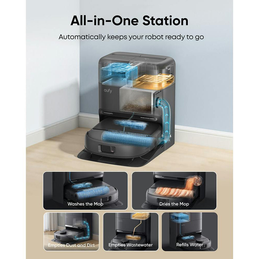 Eufy Omni C28A Bagless Robot Staubsauger mit Accessory Kit - Schwarz | T211AV10