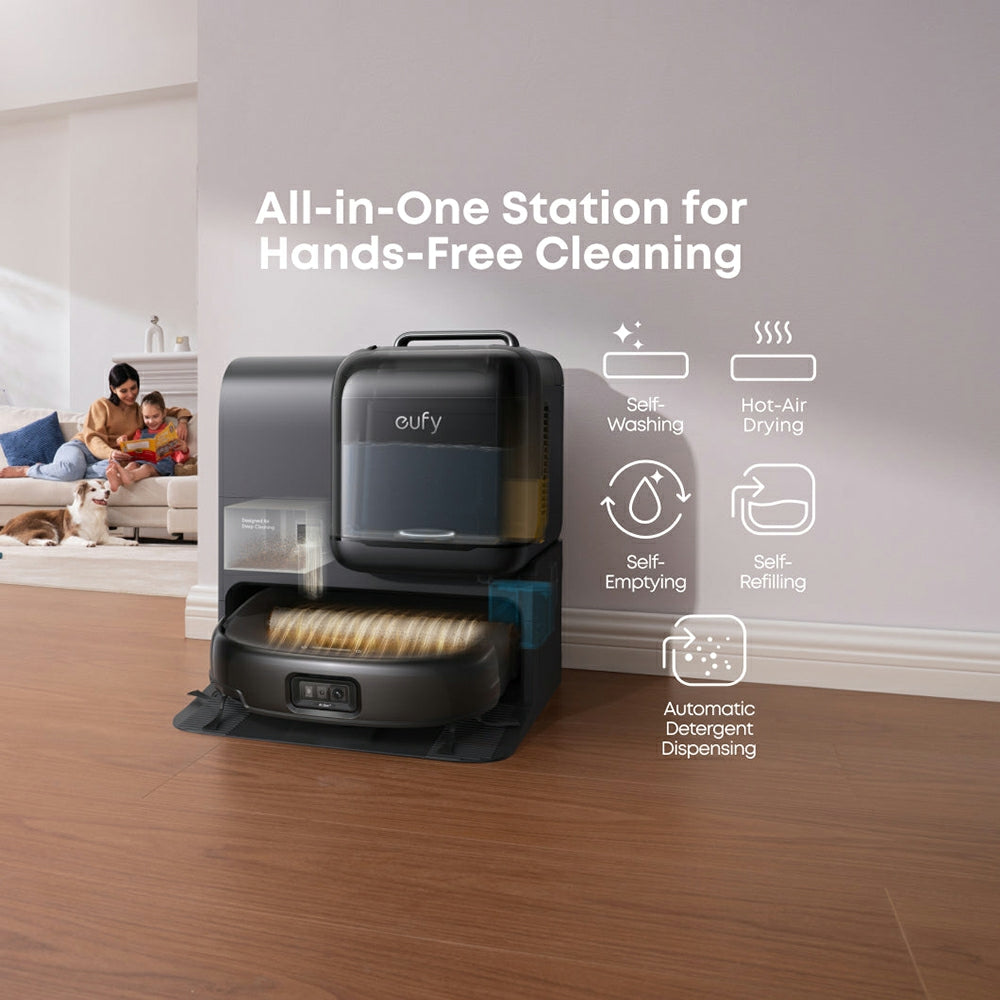 Eufy Omni E28 Robot Vacuum, Mop und Portable Deep Cleaner mit All-in-One Station  - Schwarz | T2352V11