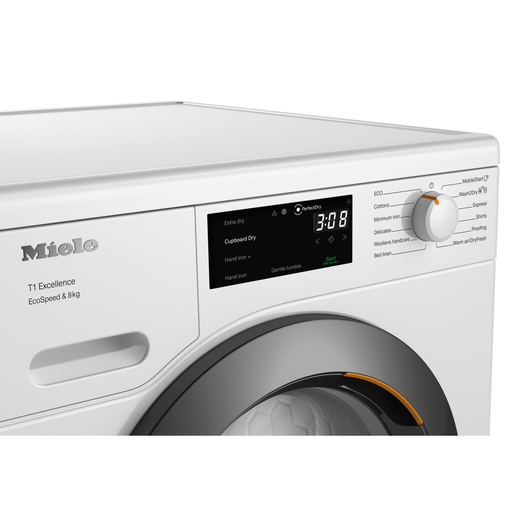 Miele T1 EcoSpeed 8KG freistehend Heat Pump Wäschetrockner - Lotus Weiß | TEC645