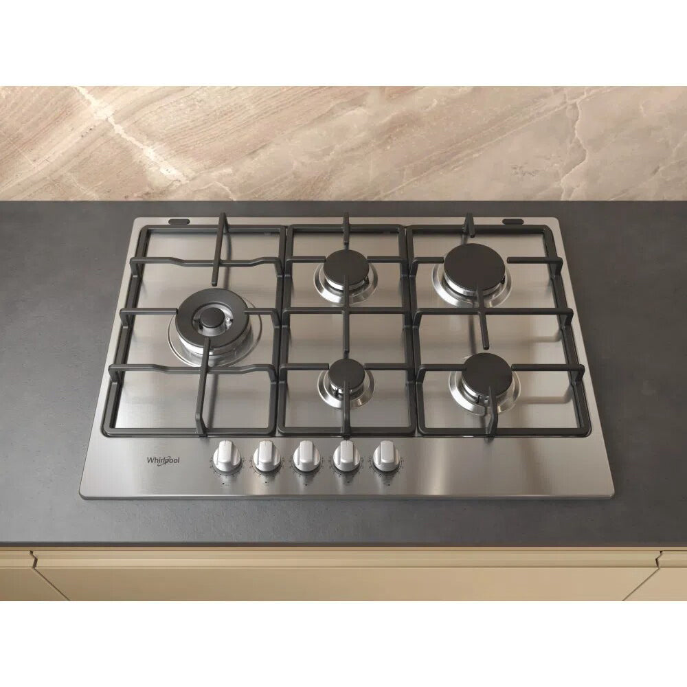 Whirlpool 75CM 5 Zone Gas Kochfeld - Edelstahl | TGML 761 IX R