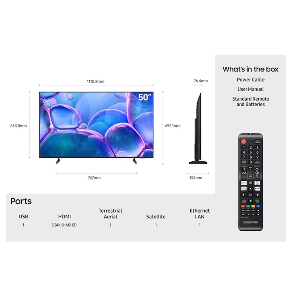 Samsung U7000F 50" 4K Smart TV - Schwarz | UE50U7000FKXXU