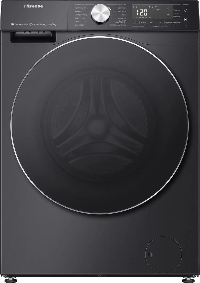 Hisense 5S Serie 10,5kg/6kg 1400 U/Min Waschtrockner, freistehend – Schwarz | WD5S1045BB
