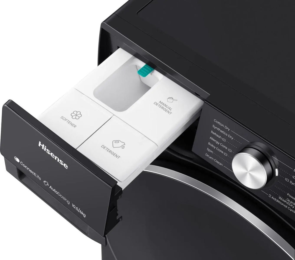 Hisense 5S Serie 10,5kg/6kg 1400 U/Min Waschtrockner, freistehend – Schwarz | WD5S1045BB