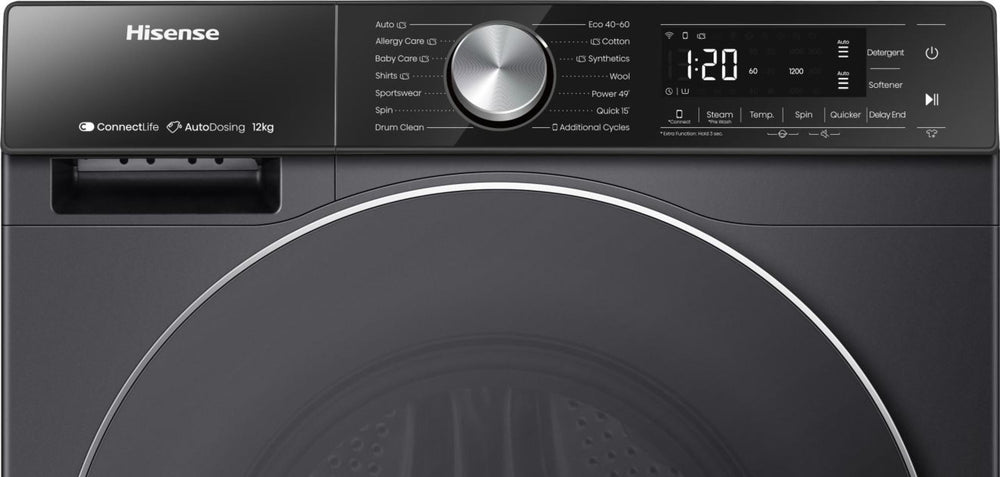 Hisense 5S Serie 12kg 1400 U/Min Waschmaschine, freistehend – Schwarz | WF5S1245BB