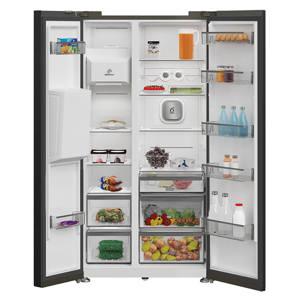 Whirlpool 571L freistehend American Style Kühl-Gefrierkombination - Inox | WHG26574WXK5UK