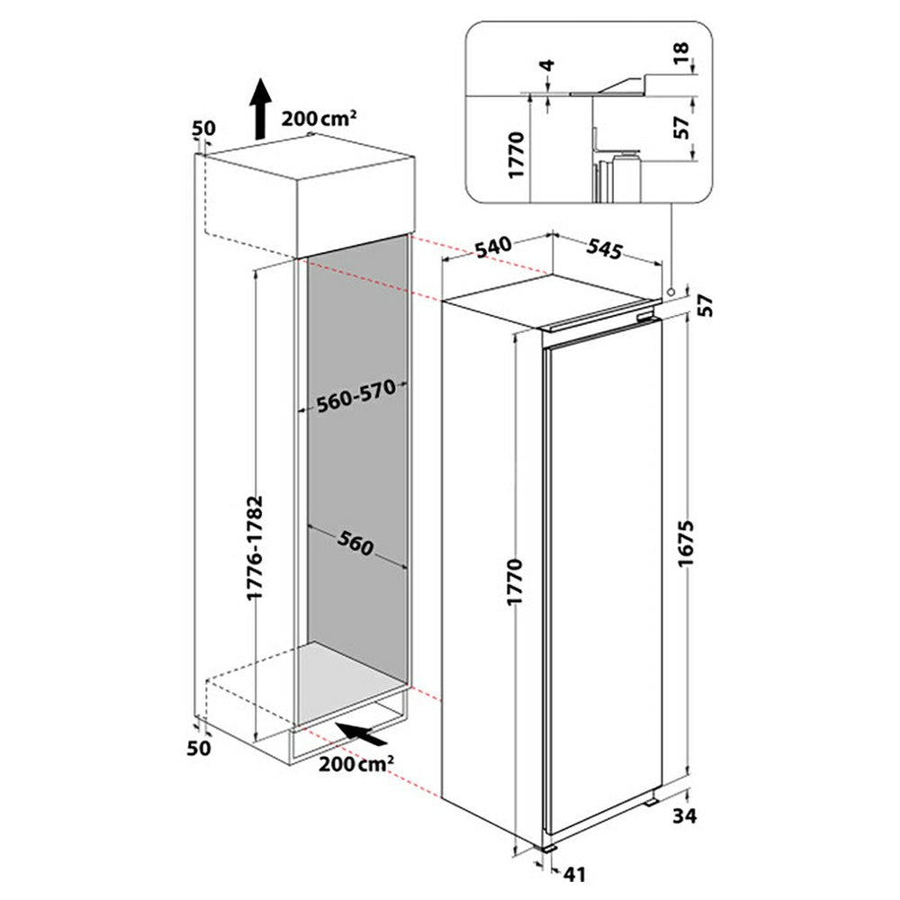 Whirlpool 306L integriert Kühlschrank - Steel | WHSD18A033C1