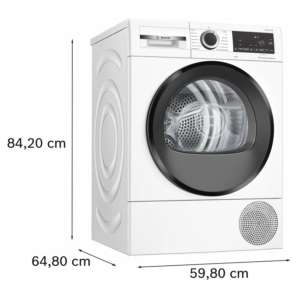 Bosch Series 6 9KG freistehend Heat Pump Wäschetrockner - Weiß | WQG24500GB