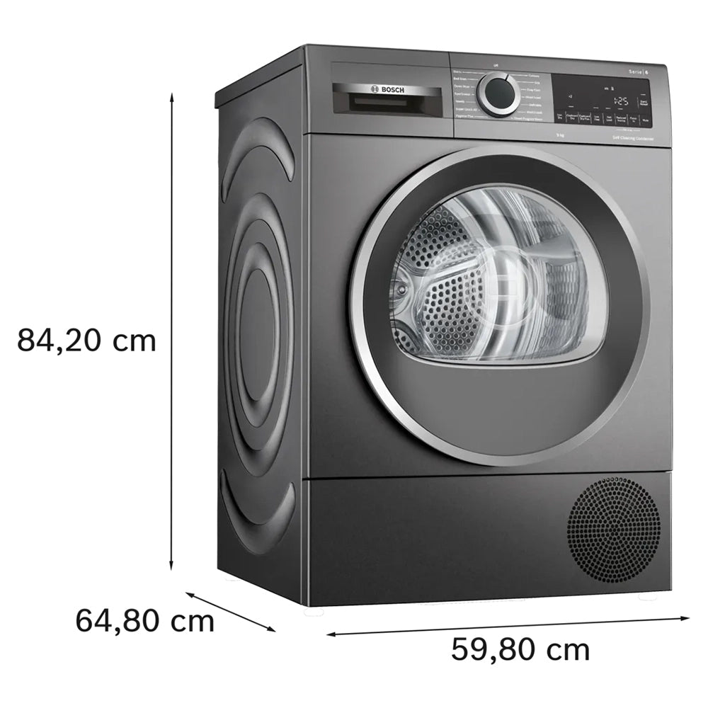 Bosch Series 6 9KG Heat Pump Wäschetrockner - Cast Iron Grau | WQG245R1GB