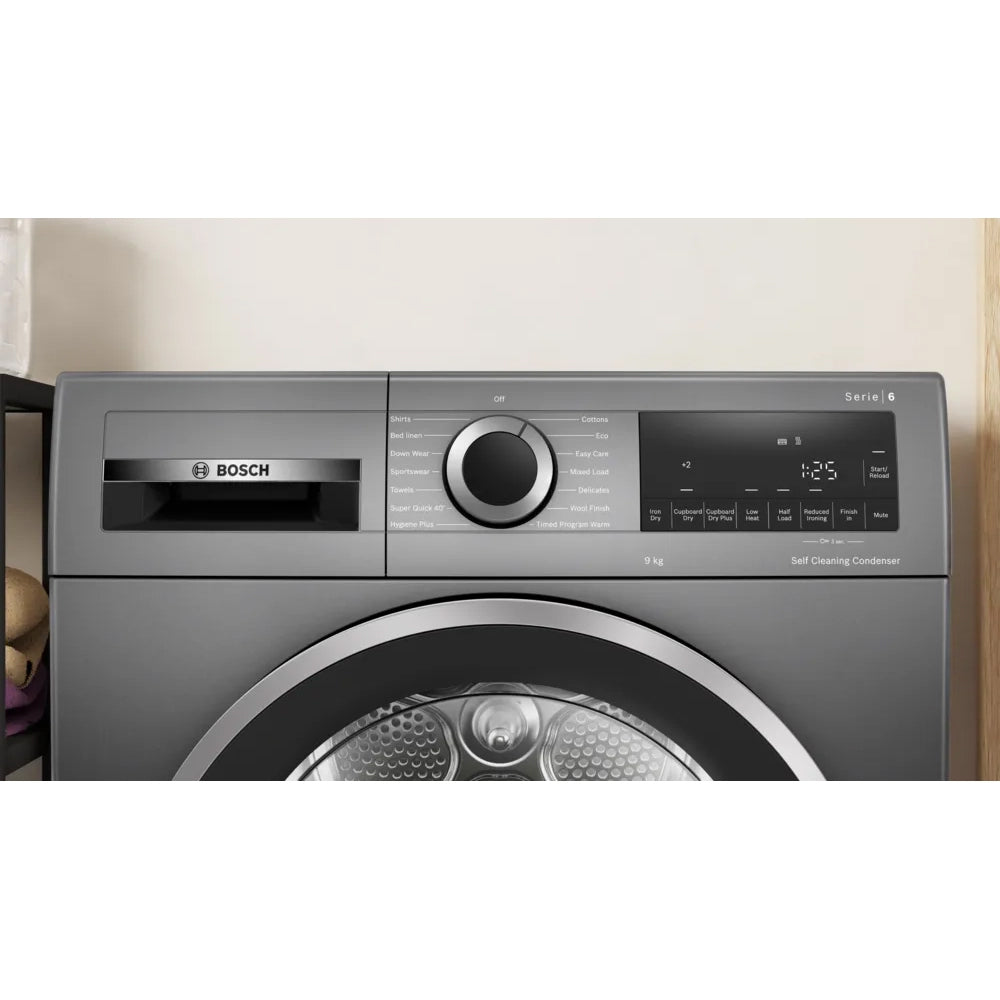 Bosch Series 6 9KG Heat Pump Wäschetrockner - Cast Iron Grau | WQG245R1GB