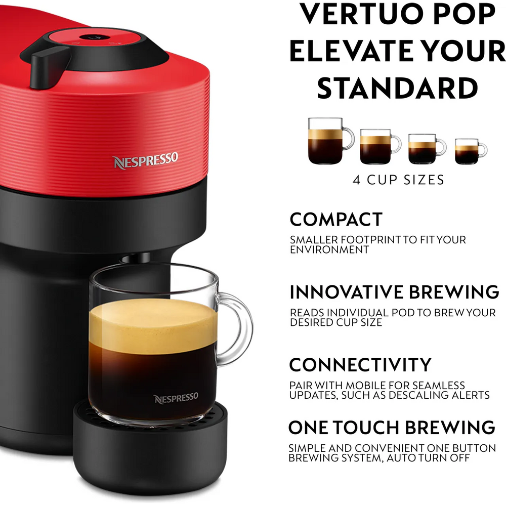 Krups Nespresso Vertuo Pop Pod Kaffeemaschine - Rot | XN920540