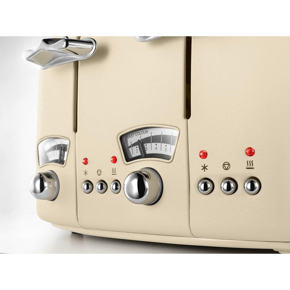 DeLonghi Argento Flora 1800W 4 Slice Toaster - Beige | CT04.BG