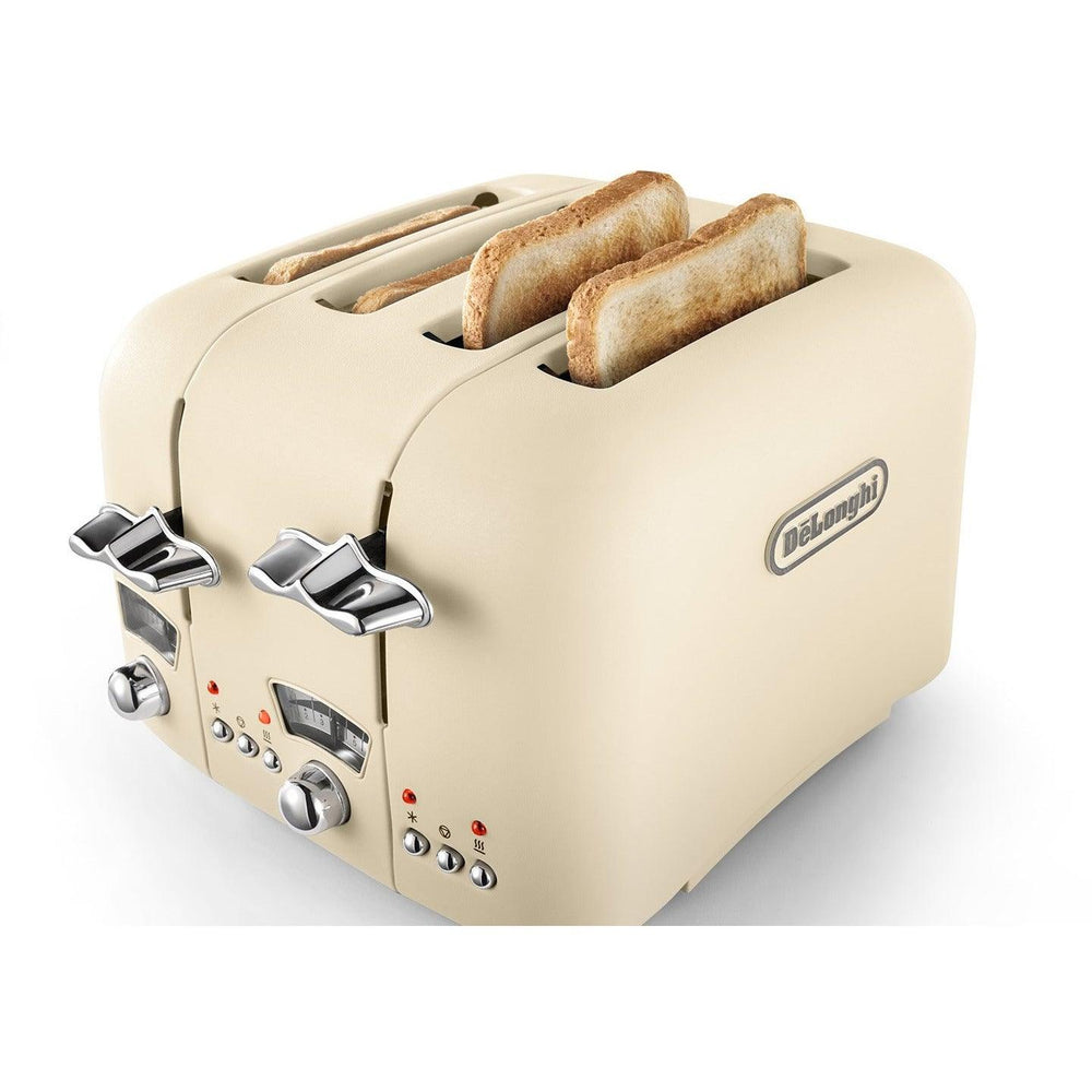 DeLonghi Argento Flora 1800W 4 Slice Toaster - Beige | CT04.BG