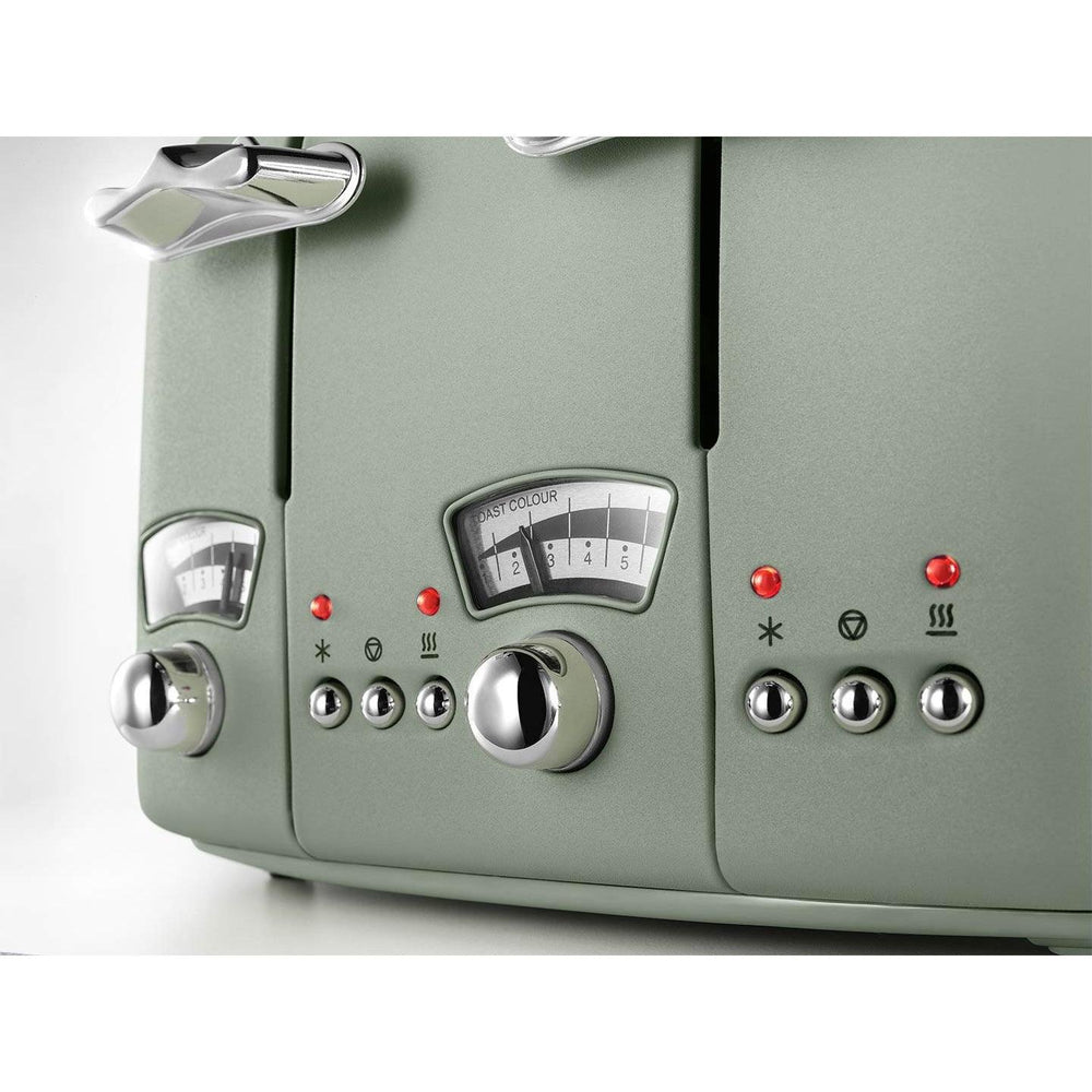 DeLonghi Argento Flora 1800W 4 Slice Toaster - Grün | CT04.GR