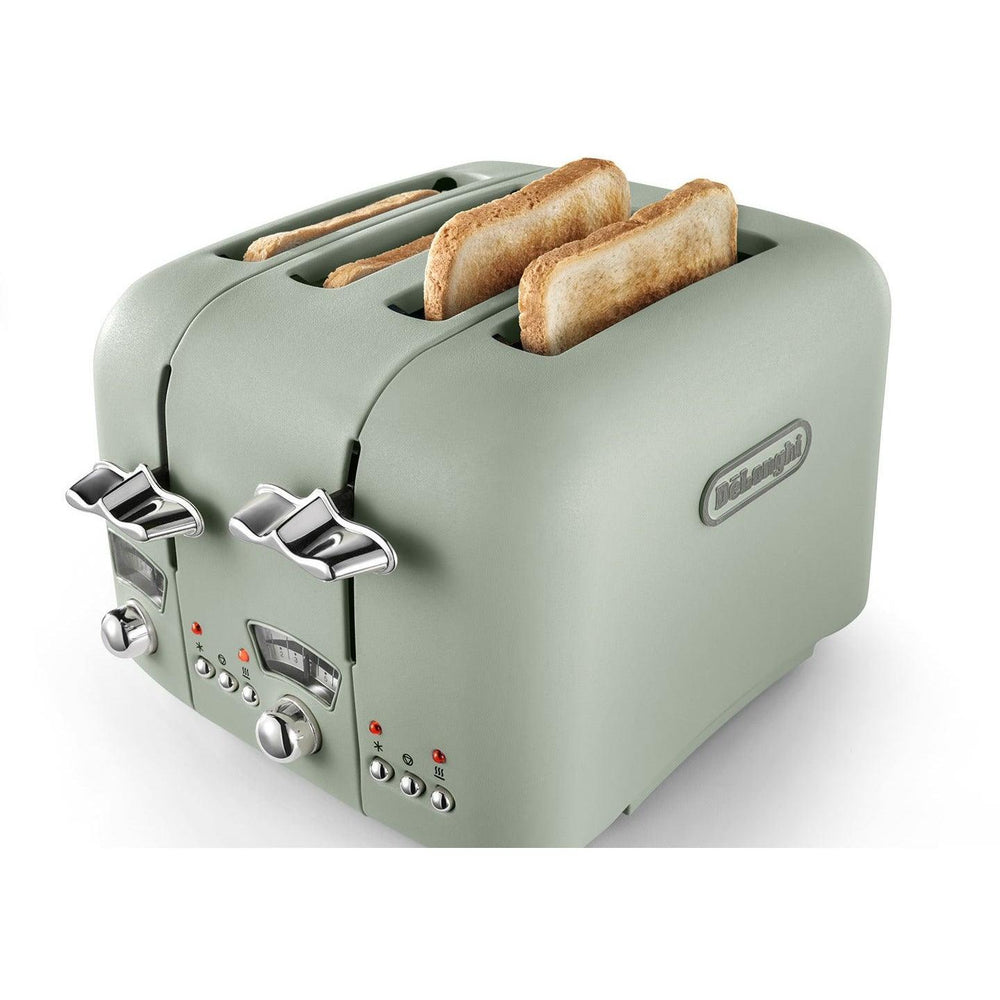 DeLonghi Argento Flora 1800W 4 Slice Toaster - Grün | CT04.GR