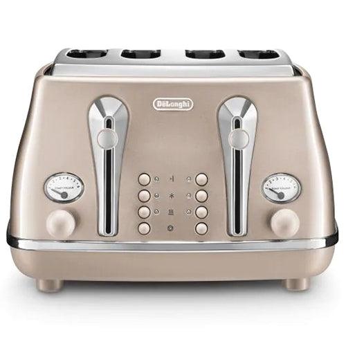 DeLonghi Icona Metallics 1800W 4 Slice Toaster - Beige | CTOT4003.BG
