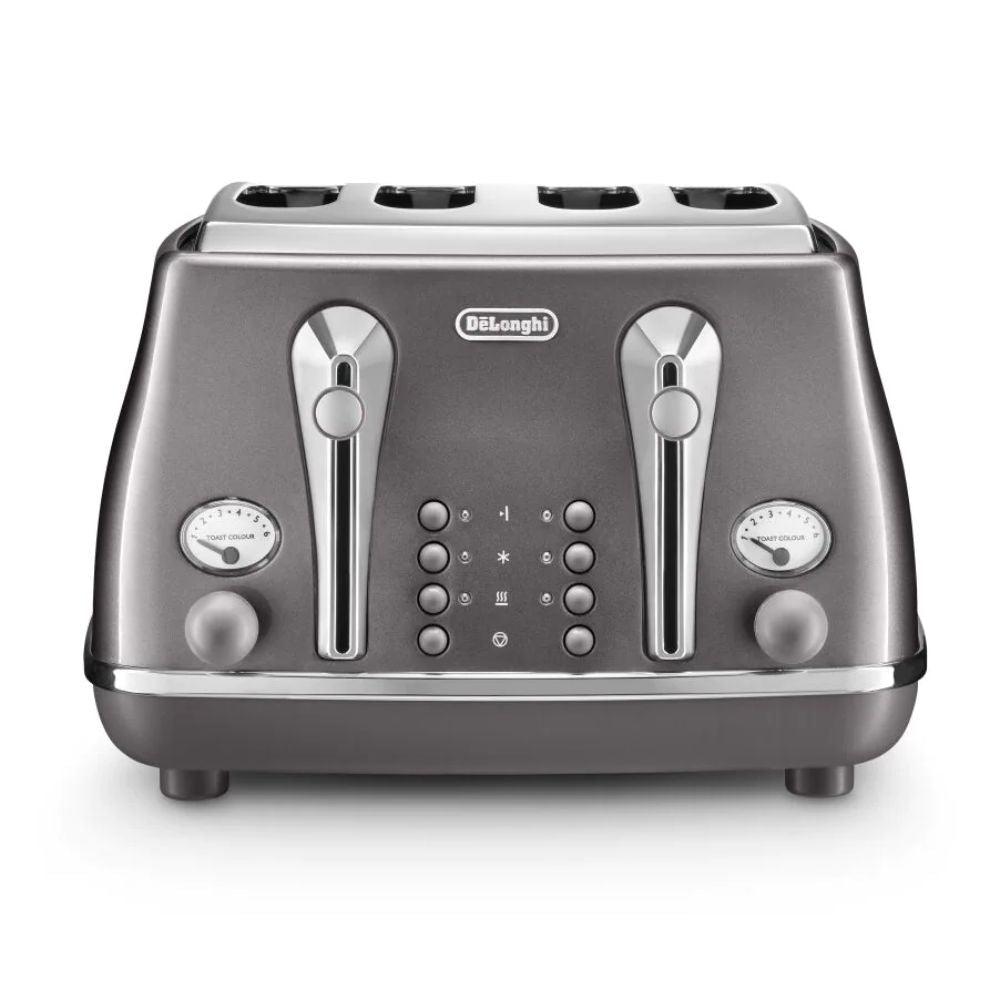 DeLonghi Icona Metallics 1800W 4 Slice Toaster - Grau | CTOT4003.GY