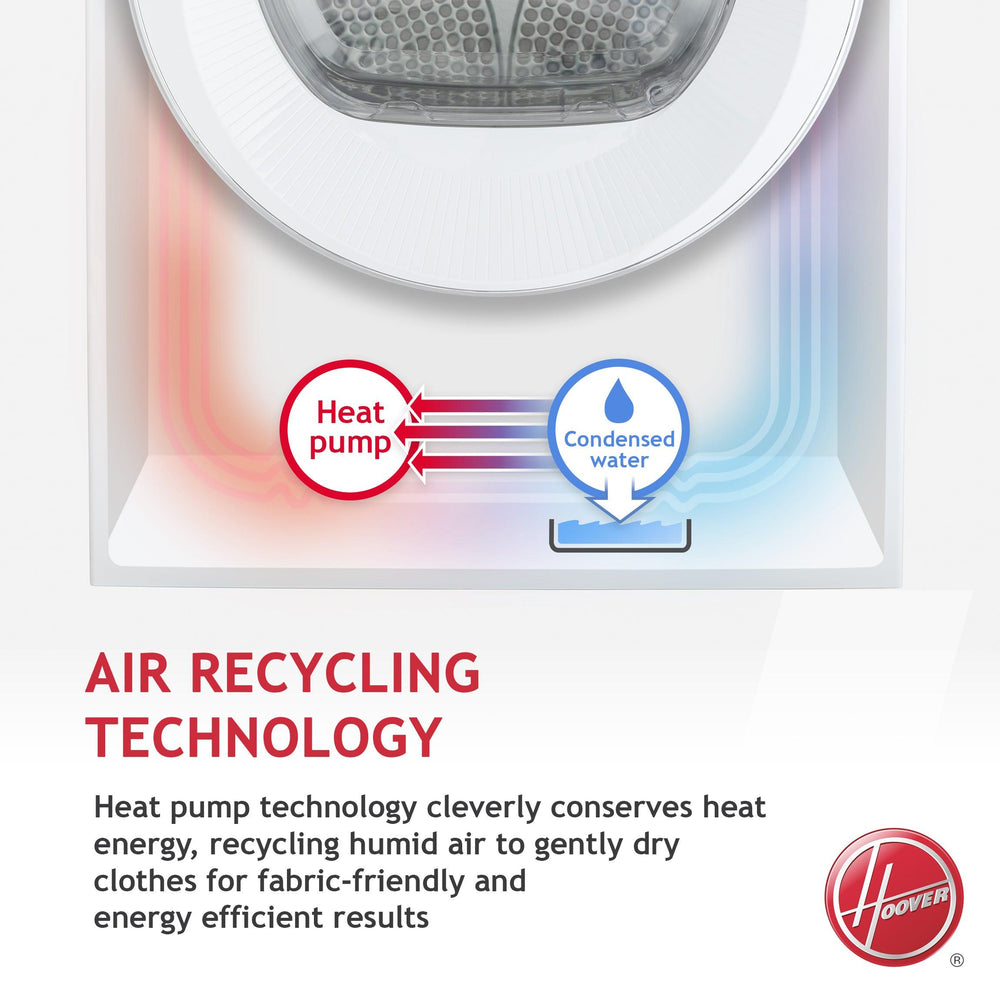 Hoover Dynamic H-Dry 300 9KG freistehend Heat Pump Wäschetrockner - Weiß | HLEH9A2DE-80